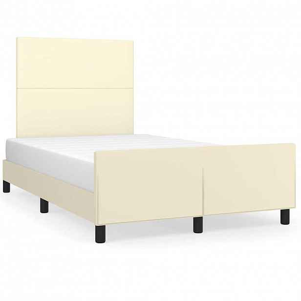 vidaXL Rám postele s čelem krémový 120x200 cm umělá kůže