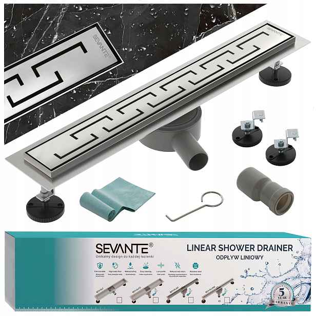 Lineární odtok s maskovacím otvorem 80 cm Flat inox nerezová ocel otočný sifon
