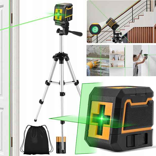 Laserová Vodováha 4D Křížový Laser Stativ 26.5-72.5 CM 2 Akumulátory