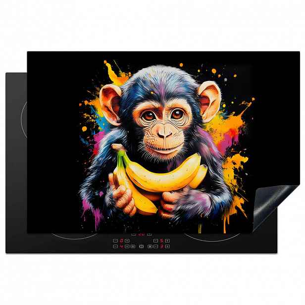 MuchoWow KRYT NA INDUKČNÍ DESKU Opice - Graffiti - Barevné - Banány - Moderní 76x51.5 cm
