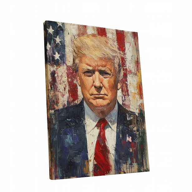 Obraz na plátně Portrét Donalda Trumpa v obývacím pokoji Trumpa dárek 60x80