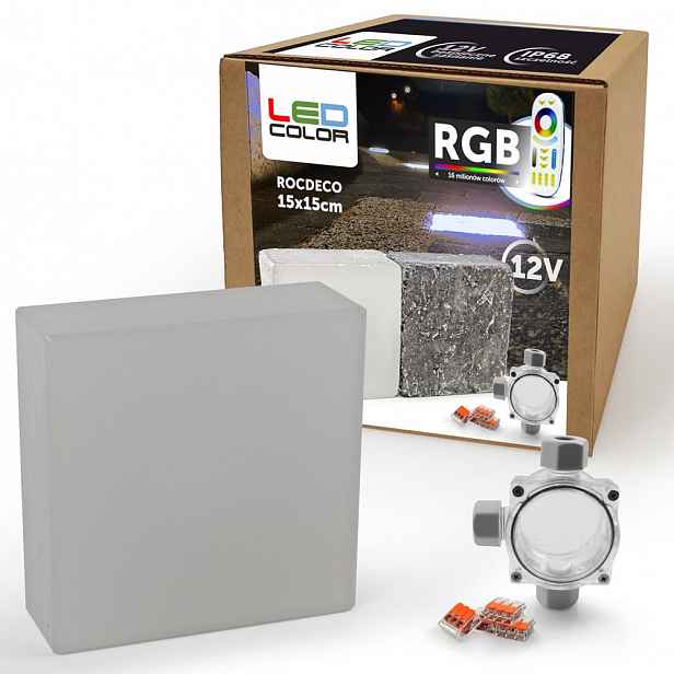 Osvětlení příjezdové cesty Svítící dlažební kostka LEDColor Rocdeco 15x15 Rgb