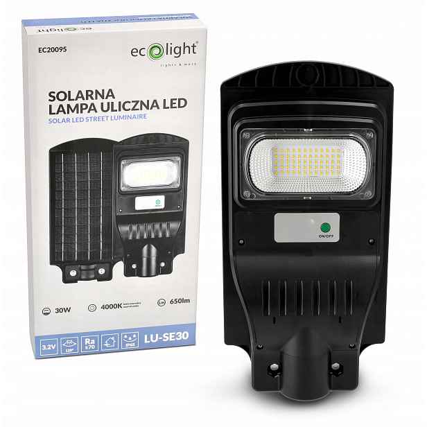 Solární Lampa Led Pouliční Výkonná 30W Venkovní solární lampa v neutrální barvě