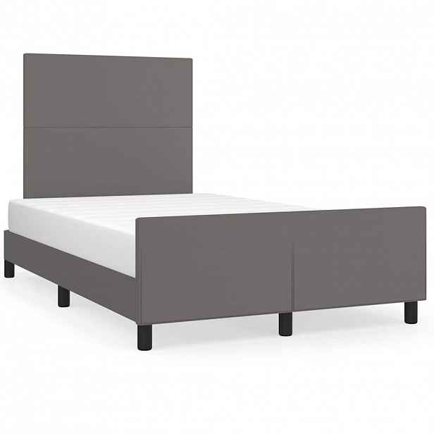 vidaXL Rám postele s čelem šedý 120x200 cm umělá kůže