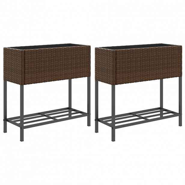 vidaXL Zahradní truhlíky s policí 2 ks hnědé 70 x 28 x 70 cm