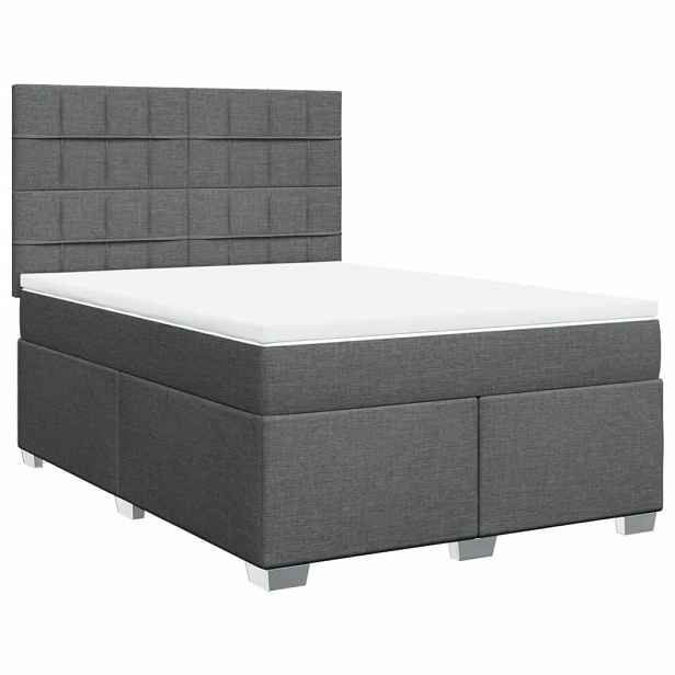 vidaXL Box spring postel s matrací tmavě šedá 160x200 cm textil