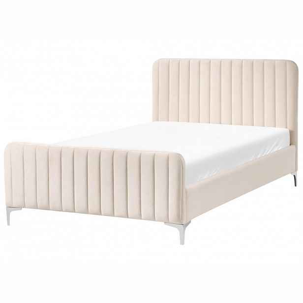 Beliani POSTEL s roštem 120/200 cm Světle béžová Lunan