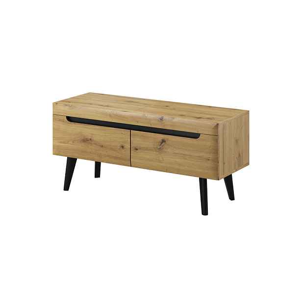 MASSENO TV STOLEK NORDICO, 107x40x50 cm s 2 zásuvkami, dub Artisan