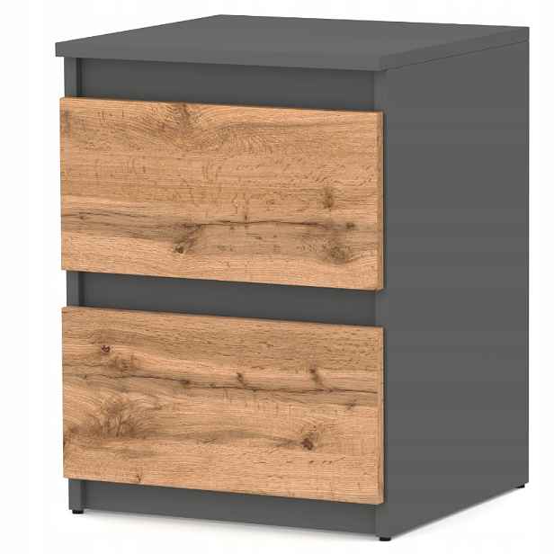 Noční Stolek Loft 40 CM Šedý Mat Dub Wotan Velký Noční Stolek Do Ložnice