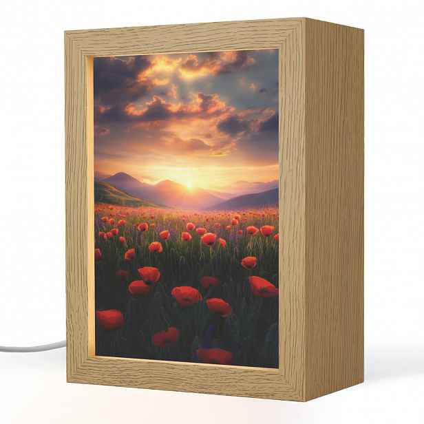 OnlyWow STOLNÍ LAMPA Krajina - Západ slunce - Květinové pole 15x20 cm