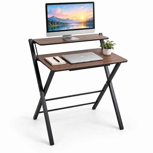 Relaxdays PSACÍ STŮL Černý skládací s nástavcem na monitor 70x56 cm