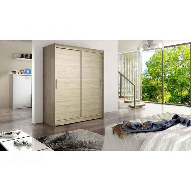 Šatní skříň 150 cm s posuvnými dveřmi ELADIO 1 - dub sonoma