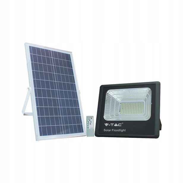 Solární Led halogenový zářič 50W s dálkovým ovládáním, neutrální světlo IP65 V-tac