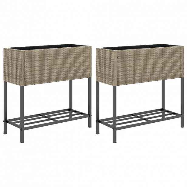vidaXL Zahradní truhlíky s policí 2 ks šedé 70 x 28 x 70 cm
