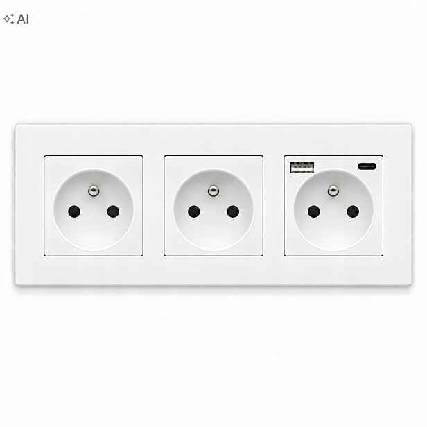 Trojitá Zásuvka 228 mm 16 A Usb A-c Kontakt Plastová 3.1 A Quick Charge