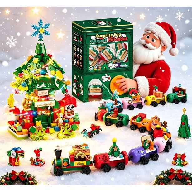 Adventní kalendář kostky vánoční stromek vlak vajíčka překvapení dárek