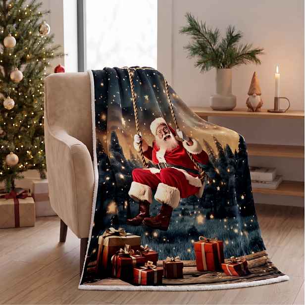 Vánoční deka s beránkem PLAID CHRISTMAS – motiv Santa 130x160 cm