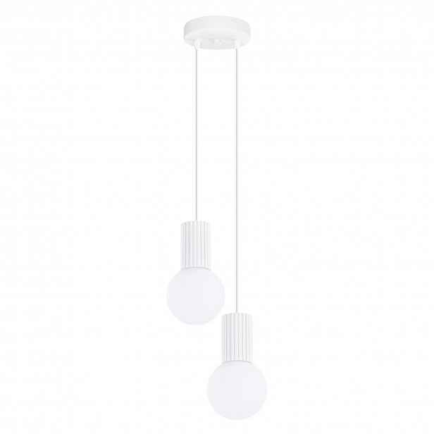 Závěsná lampa Halo 2P bílá Závěsné osvětlení 2 koule bílé Zwis Sollux p