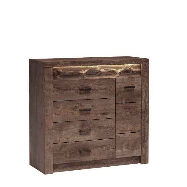 MASSENO KOMODA ZERI, 108,5/103,5/42 cm se 4 zásuvkami, počet dvířek: 1, hnědá