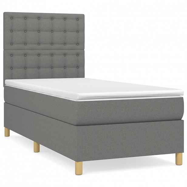 vidaXL Box spring postel s matrací tmavě šedá 90x190 cm textil