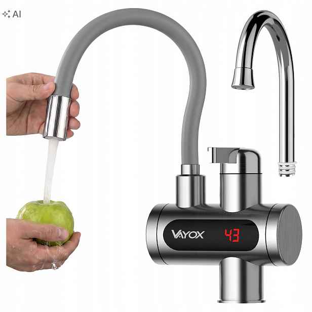 Elektrický Průtokový Ohřívač Vody Ocel 3000 W Flexibilní Kohoutek Vayox