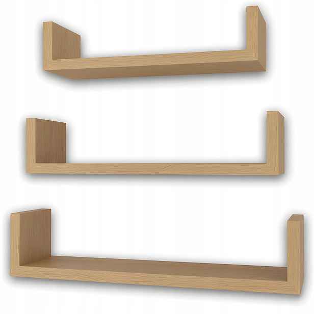Nástěnné police na knihy sada 3 ks 80 cm dekor dub craft zlatý