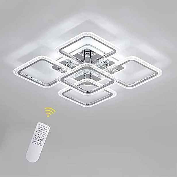 Stropní Led svítidlo čtvercové chrom stmívatelné dálkové ovládání moderní do obývacího pokoje 74W
