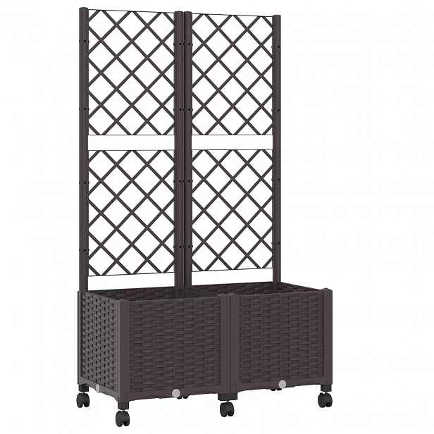 vidaXL Zahradní truhlík s treláží a koly Hnědá 80 x 40 x 146 cm PP