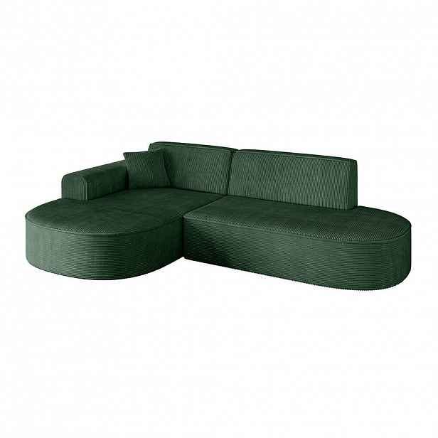 ALTDECOR ROHOVÁ SEDACÍ SOUPRAVA s otomanem vlevo MARI-L1 – 243 x 171 x 79 cm, zelený manšestr