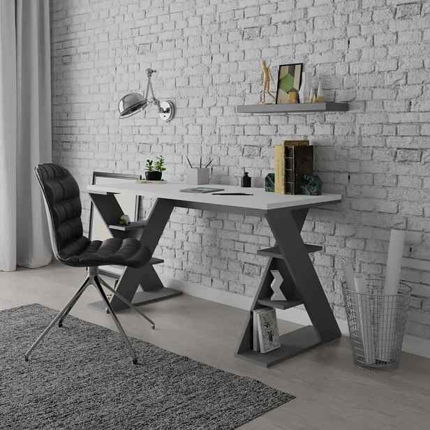 Casarredo Psací stůl POLYXENA - bílý / antracit
