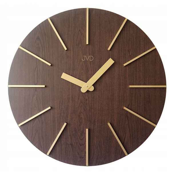 Elegantní Dřevěné Hnědé Nástěnné Hodiny Jvd HC702.1 70 cm Zlaté Ručičky