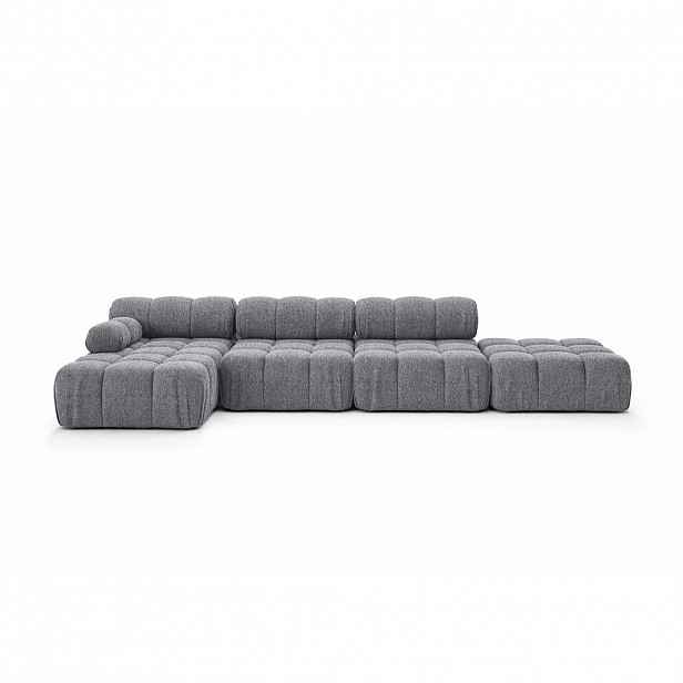 Kaiser Möbel ROHOVÁ SEDAČKA ve tvaru L XL, tkanina Bouclé Abriamo, Tmavě šedá, Levá strana, Selia L XL