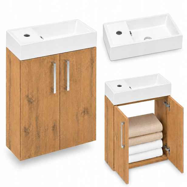 Koupelnová skříňka s umyvadlem závěsná dub loft dveře Wc malá úzká výrobce