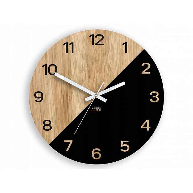 Nástěnné hodiny Oxford Wood dřevěné, černé, 33 cm