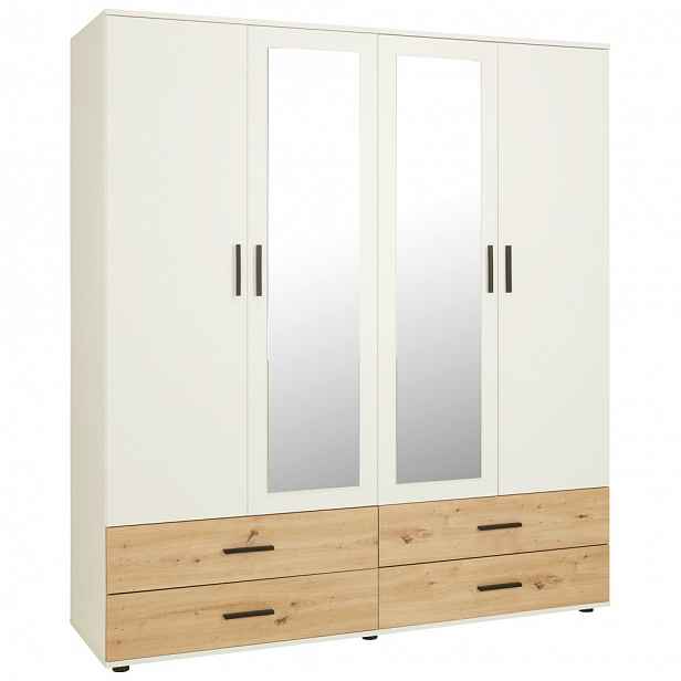 Kleiderschrank In Weiß/eichefarben