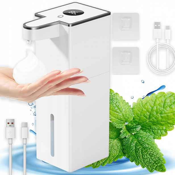 Dávkovač Pěnového Mýdla Automatický Bezdotykový Bílý Usb-c 420ML