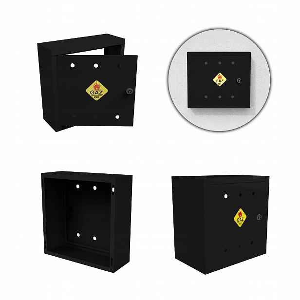 Plynová Skříňka 40x40x25 Černý Bez Zadních Kol Skříňka Na Plynový Ventil Ocelová