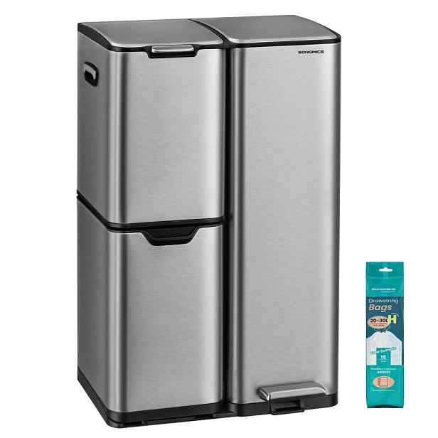 SONGMICS Koš na tříděný odpad Anula 60 L stříbrný