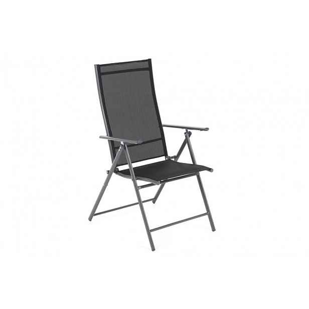 Skládací zahradní židle ocel / textilen Černá / šedá