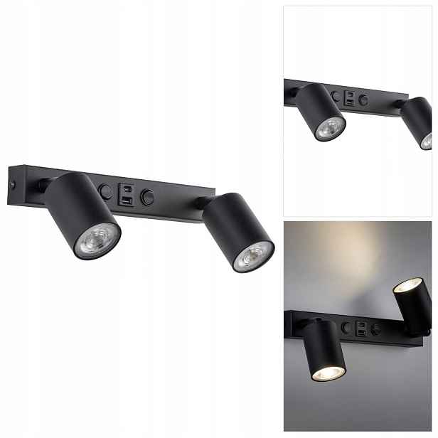 Černé nástěnné svítidlo Nex se dvěma moderními reflektory pro domácí kancelář Tk Lighting