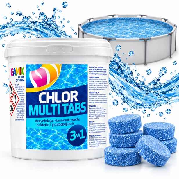 Chemie Bazénová Chlorová Multi 3V1 5 Kg Tablety 200 G Pro Čistou Bazénovou Vodu