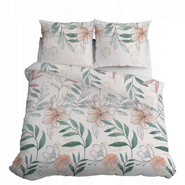 Povlečení 200x220 Home Satin vzor květiny na bílém pozadí