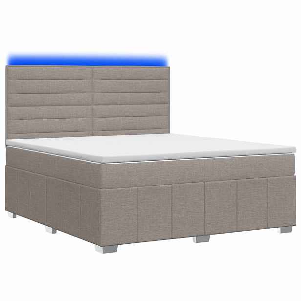 vidaXL LED rošt s matrací s LED pásky s čelo Taupe 180 x 200 cm Textil