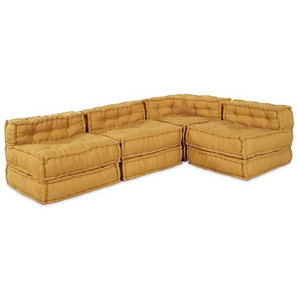 vidaXL Modulová pohovka Textil Žlutá 210 x 140 x 56 cm