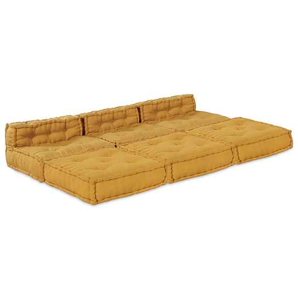 vidaXL Modulová pohovka Textil Žlutá 210 x 140 x 56 cm