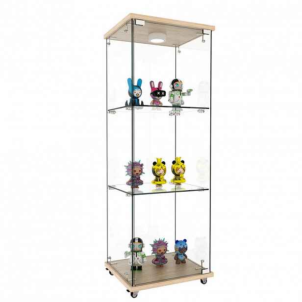 Redom VITRÍNA 36,5/42,5/120 cm s LED osvětlením, z MDF a skla, přírodní