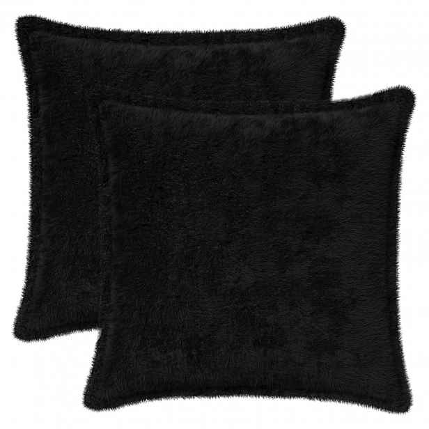 vidaXL Povlak na polštář 2 ks HOUTEN Černá 40 x 40 cm Umělá králičí