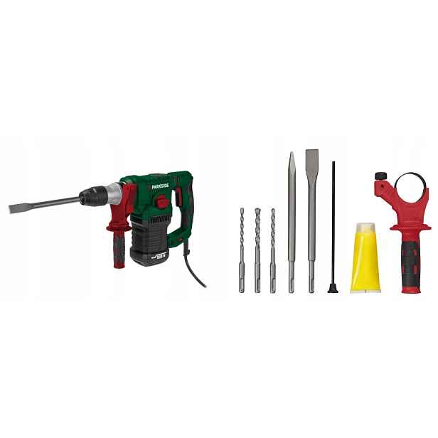 Vrtací Kladivo Parkside 1550W Příklepová Vrtačka Sds 5J, Dláto, 3 Vrtáky