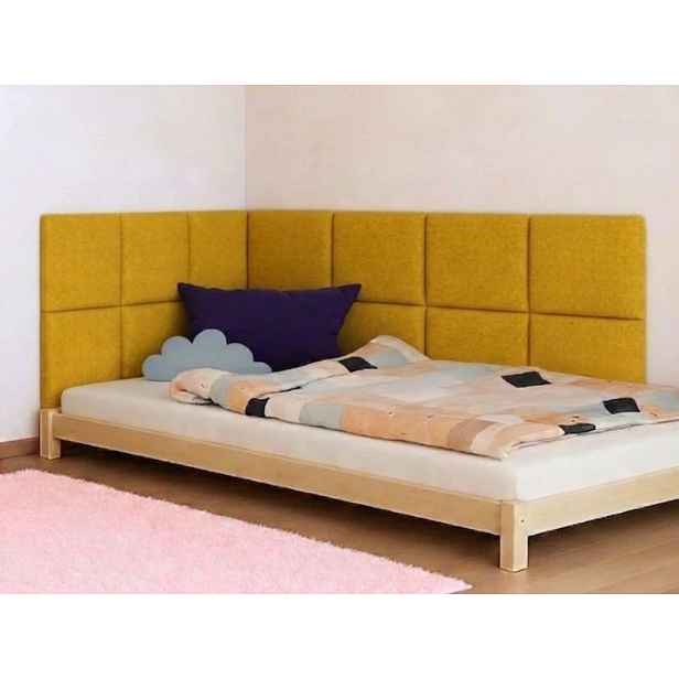 Čtvercové čalouněné panely na zeď VELVET Zvolte barvu: Jantarová, Zvolte rozměr: 30x30 cm, Uchycení na zeď: Se samolepícím suchým zipem