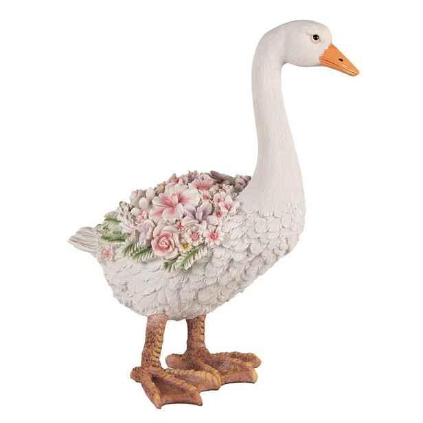 Dekorativní soška husa posetá květinami - 37*22*45cm Clayre & Eef